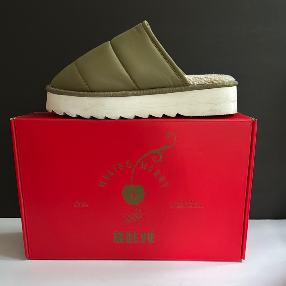 Olive Green Quilted Slip-On Slippers